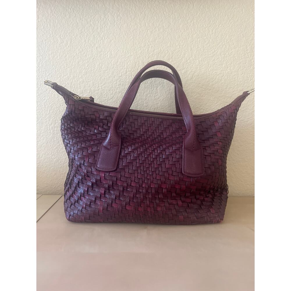 Cole Haan Braded Leather Handbag Dark Brown